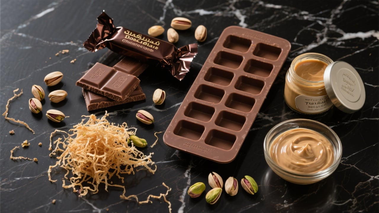 Recette Chocolat de Dubaï : La tablette fourrée à la pistache qui fait sensation ! 2 Chocolat de Dubaï onctueux et raffiné, servi dans une tasse élégante avec éclats de chocolat et épices orientales.