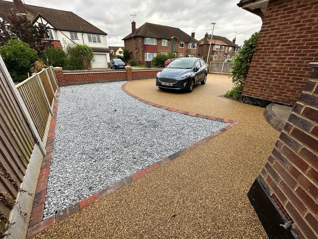 Golden gravel pathway with edging