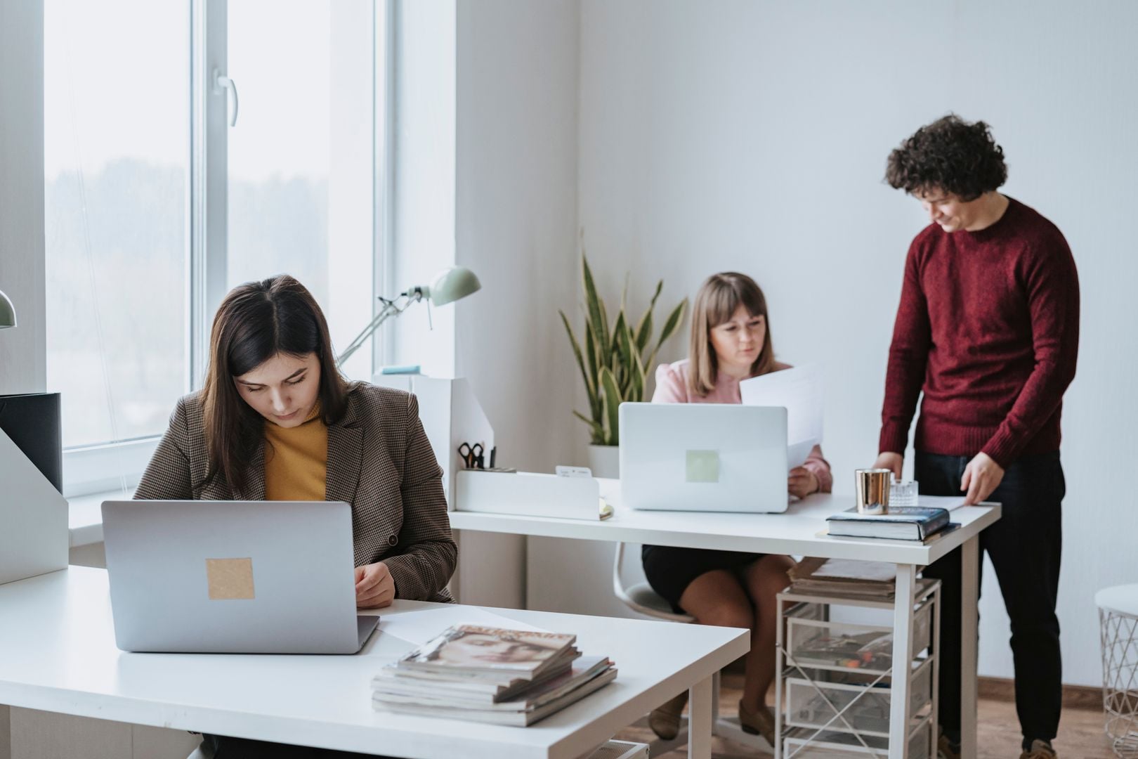 Team van webontwikkelaars aan het werk in een modern kantoor