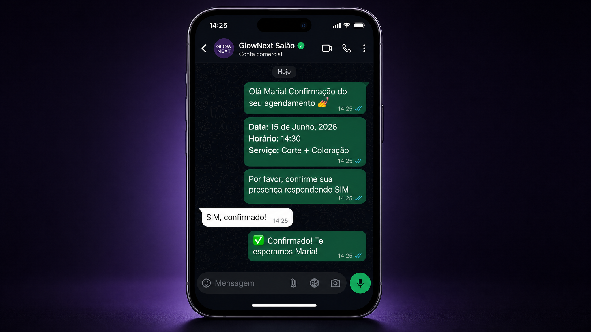 Lembretes automáticos via WhatsApp