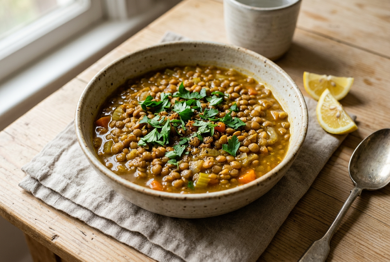 Lemon Garlic Lentil Stew