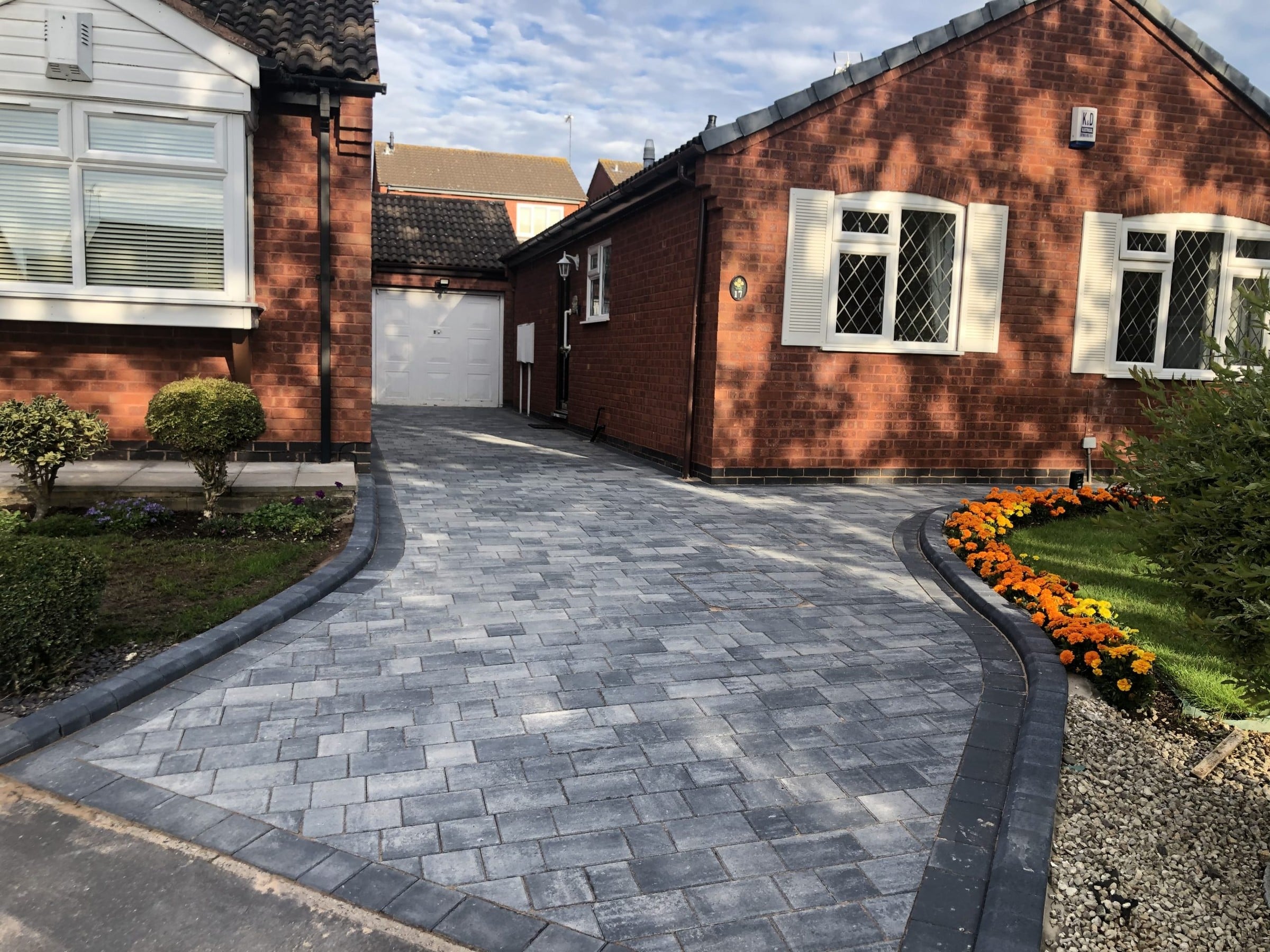 Modern block paving driveway UK bungalow