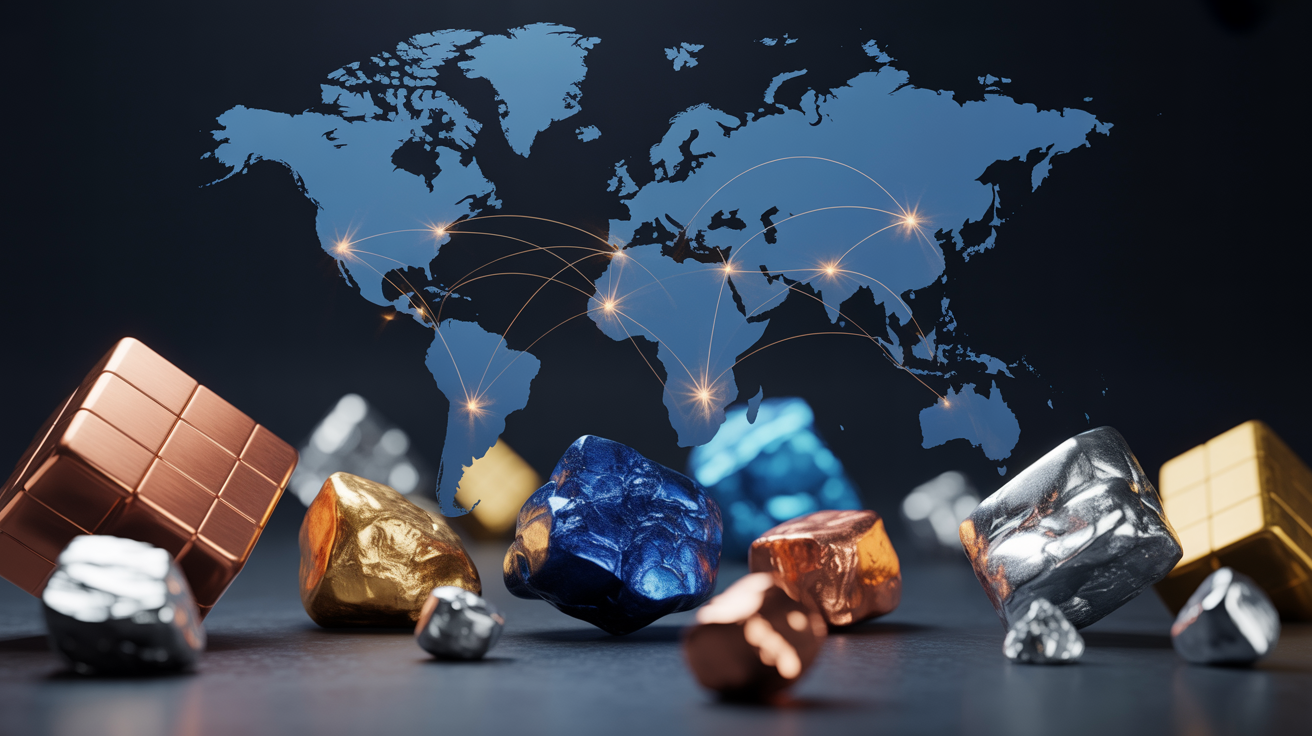 Critical minerals supply chain visualization showing global network connections