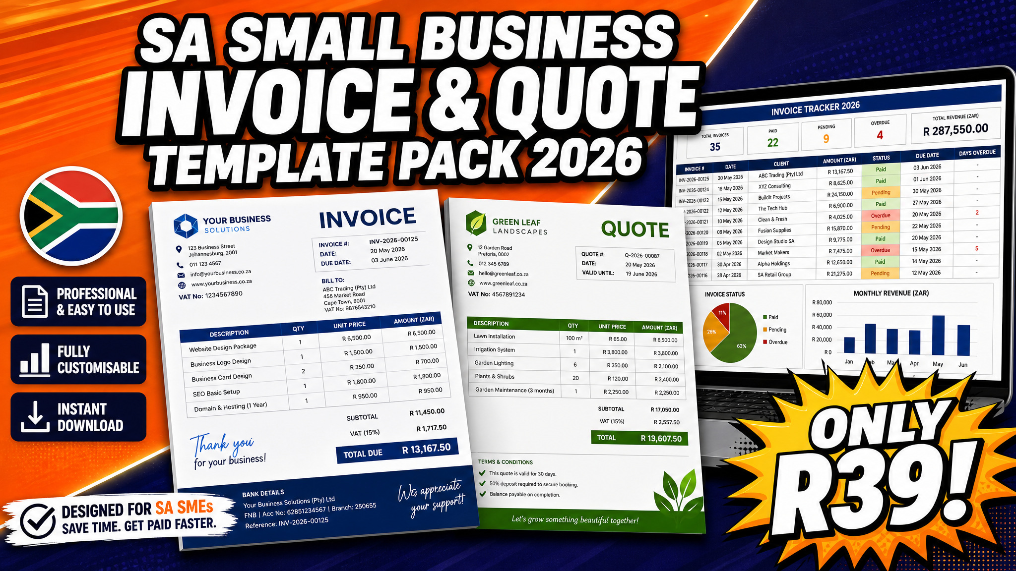 SA Small Business Invoice & Quote Template Pack 2026