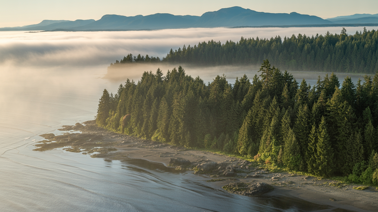Vancouver Island aerial coastline