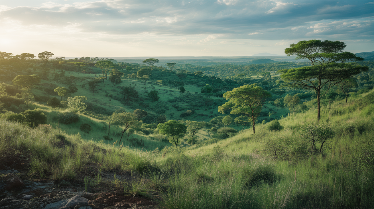 Rehabilitated mining landscape in Zimbabwe