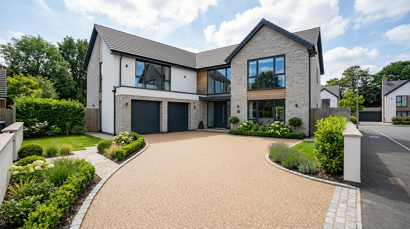 Resin-bound driveway at a modern UK home
