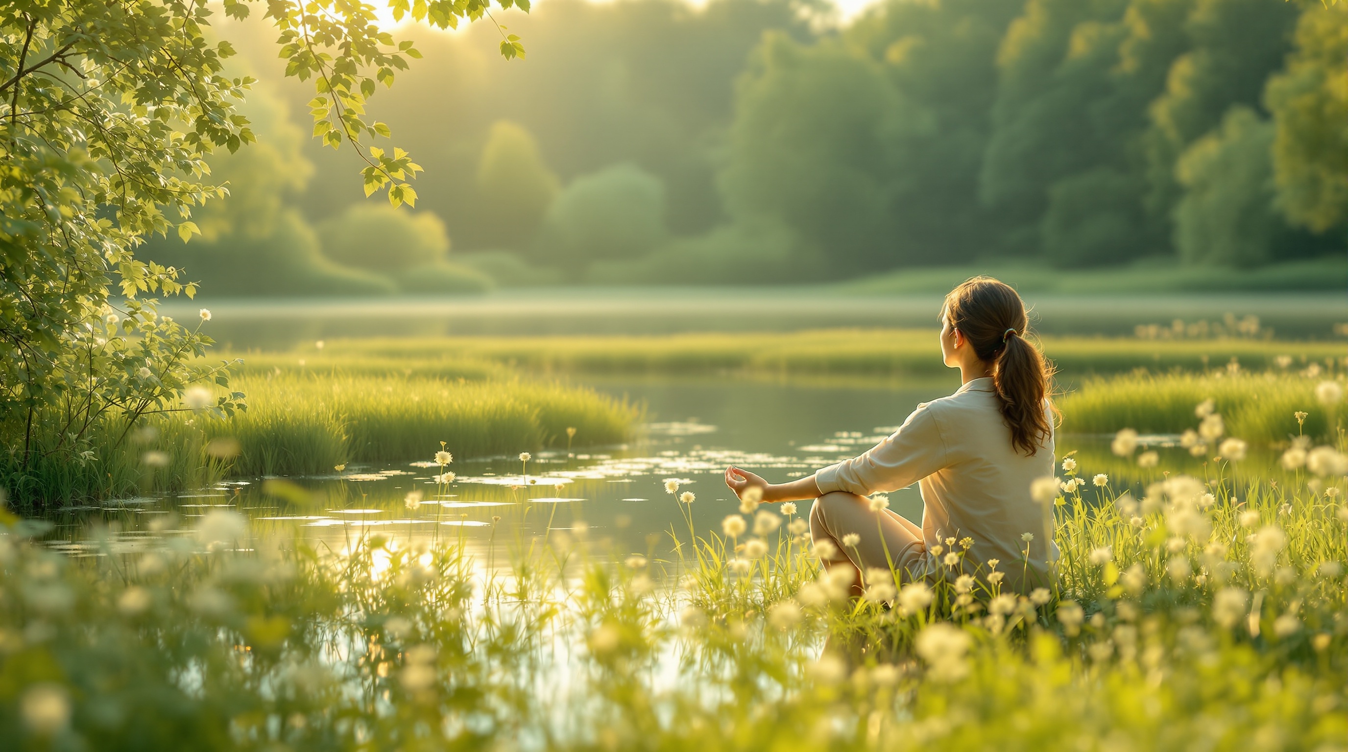Woman finding peace and healing in natural setting