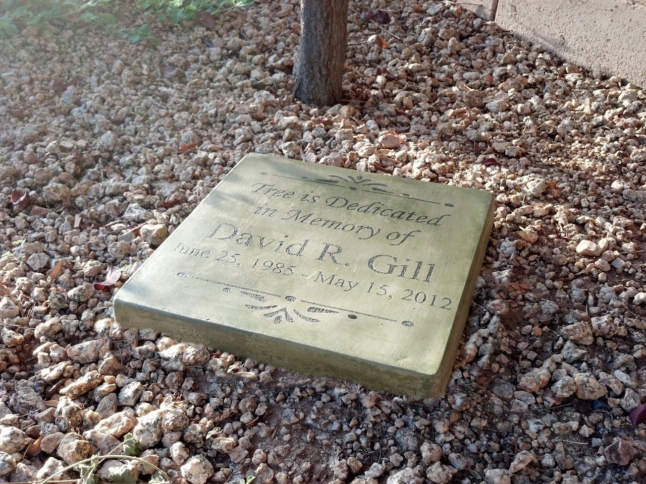Engraved memorial stone plaque