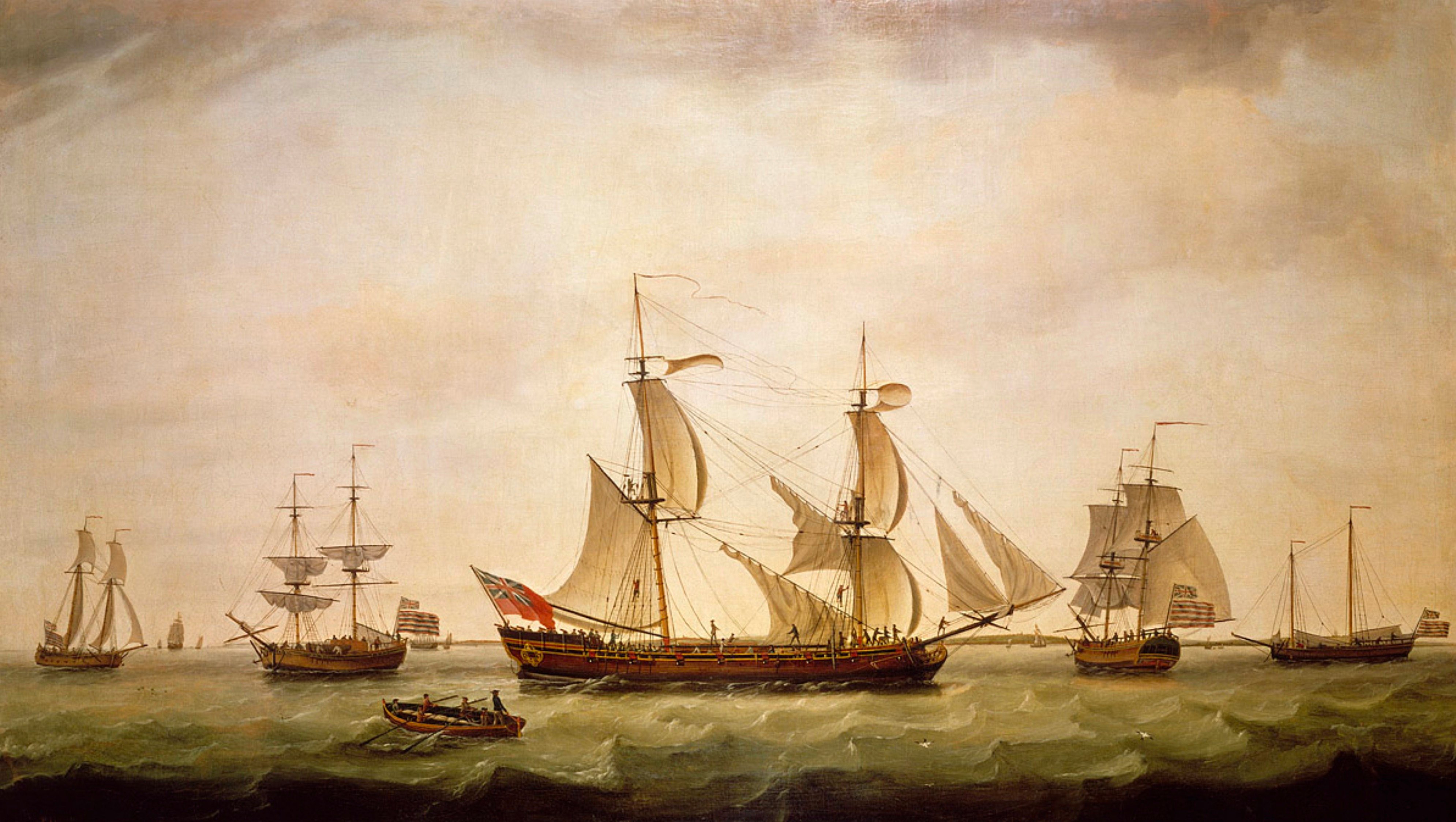 Revolutionary War era brig sailing ship at sea