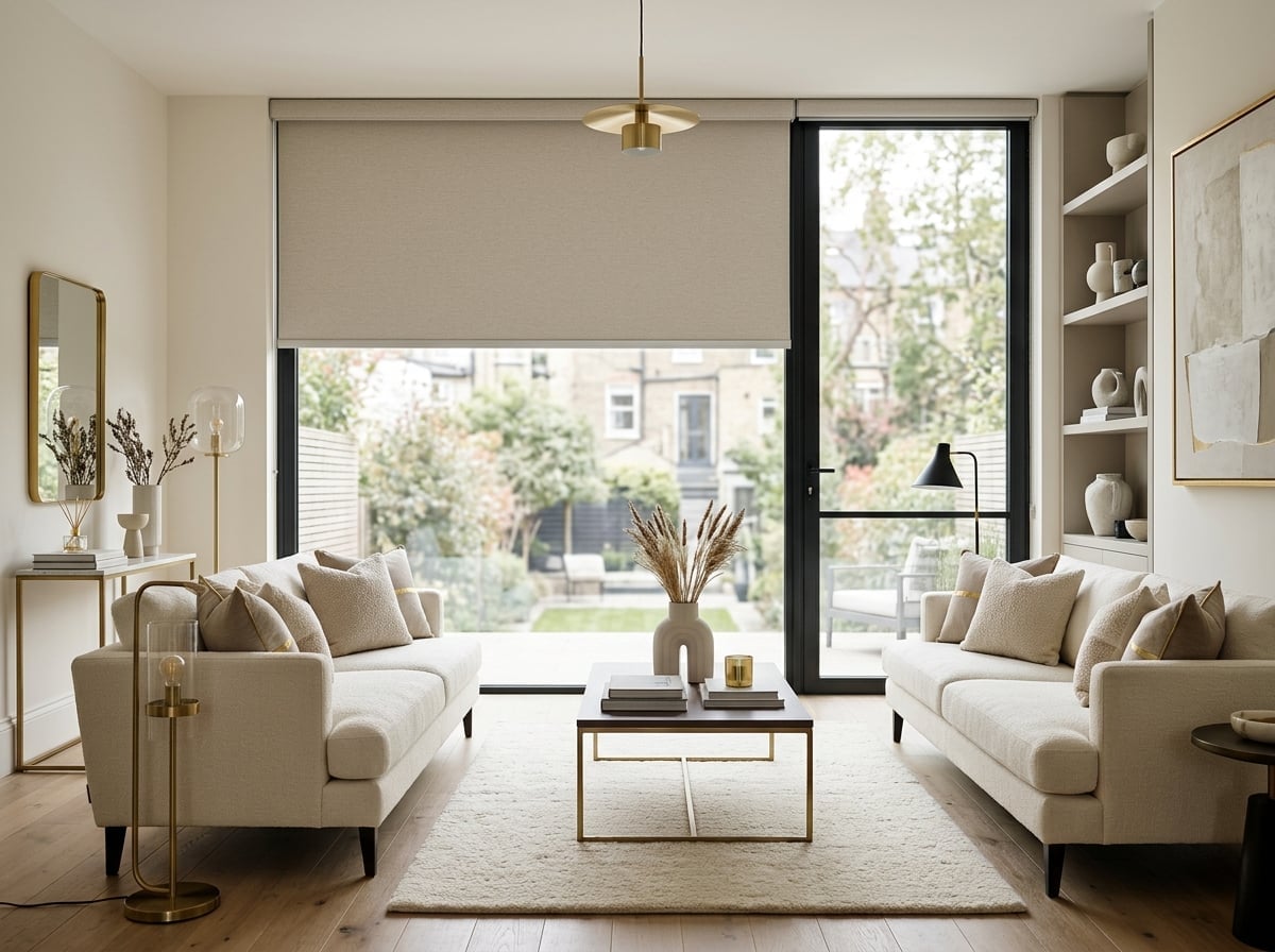 Moderne rolgordijnen in een strak interieur
