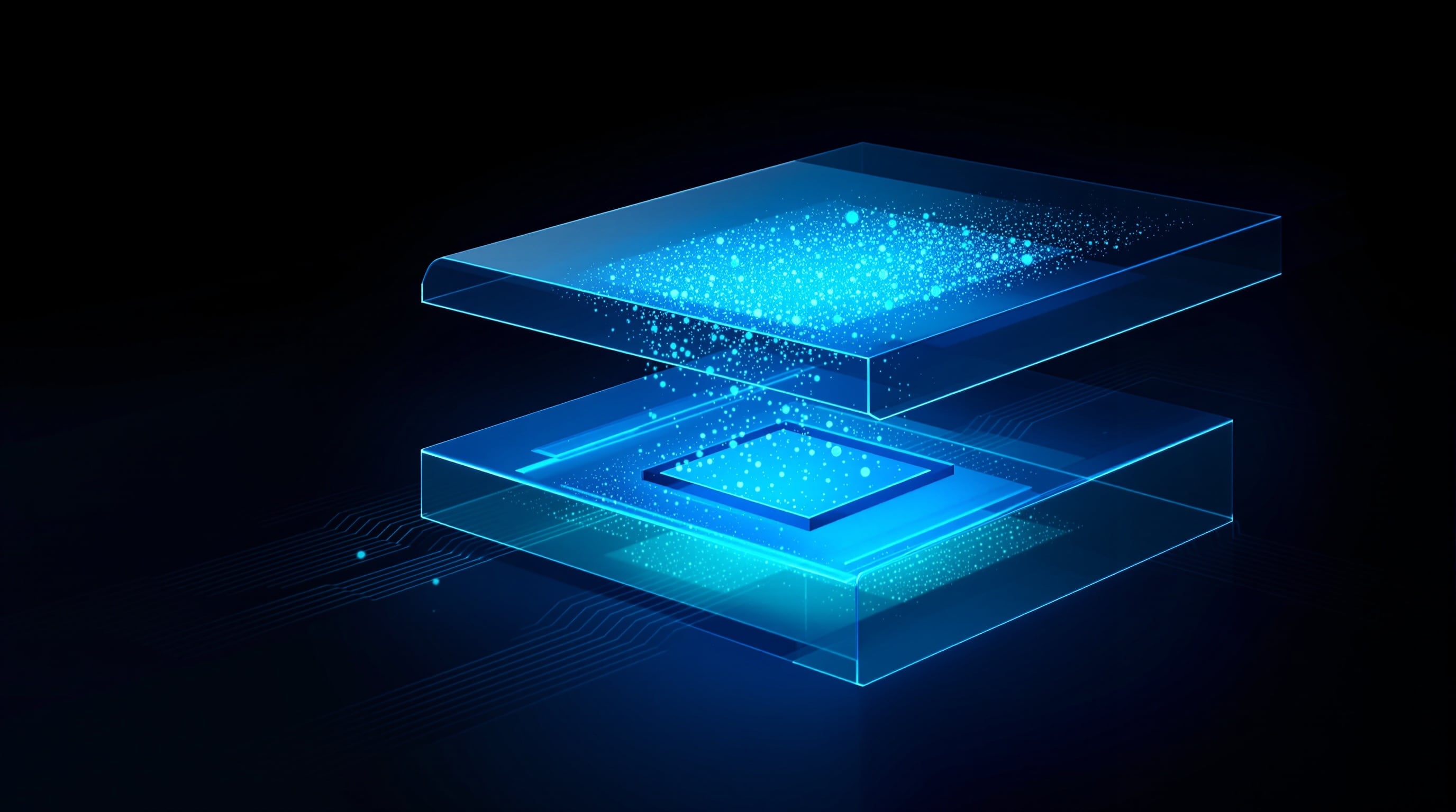 Two-layer consent engine architecture showing data flowing through blue and cyan authorization layers
