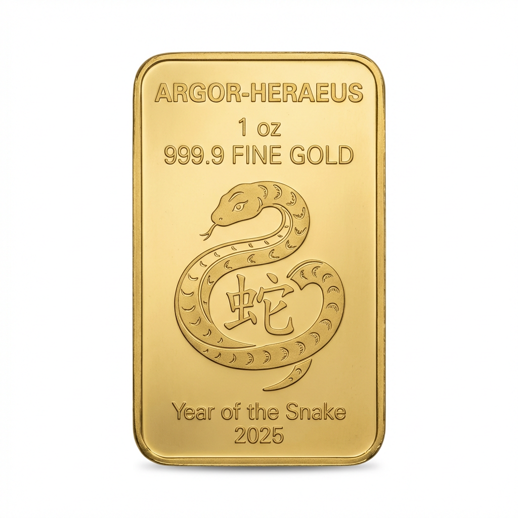 Argor-Heraeus 1oz Lunar Snake 2025 Gold Bar