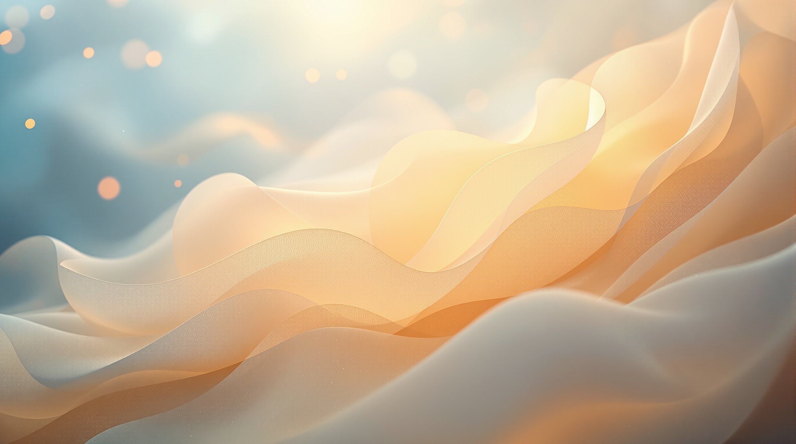 Abstract image of translucent layers dissolving into warm golden light, symbolizing the healing journey from burden to freedom