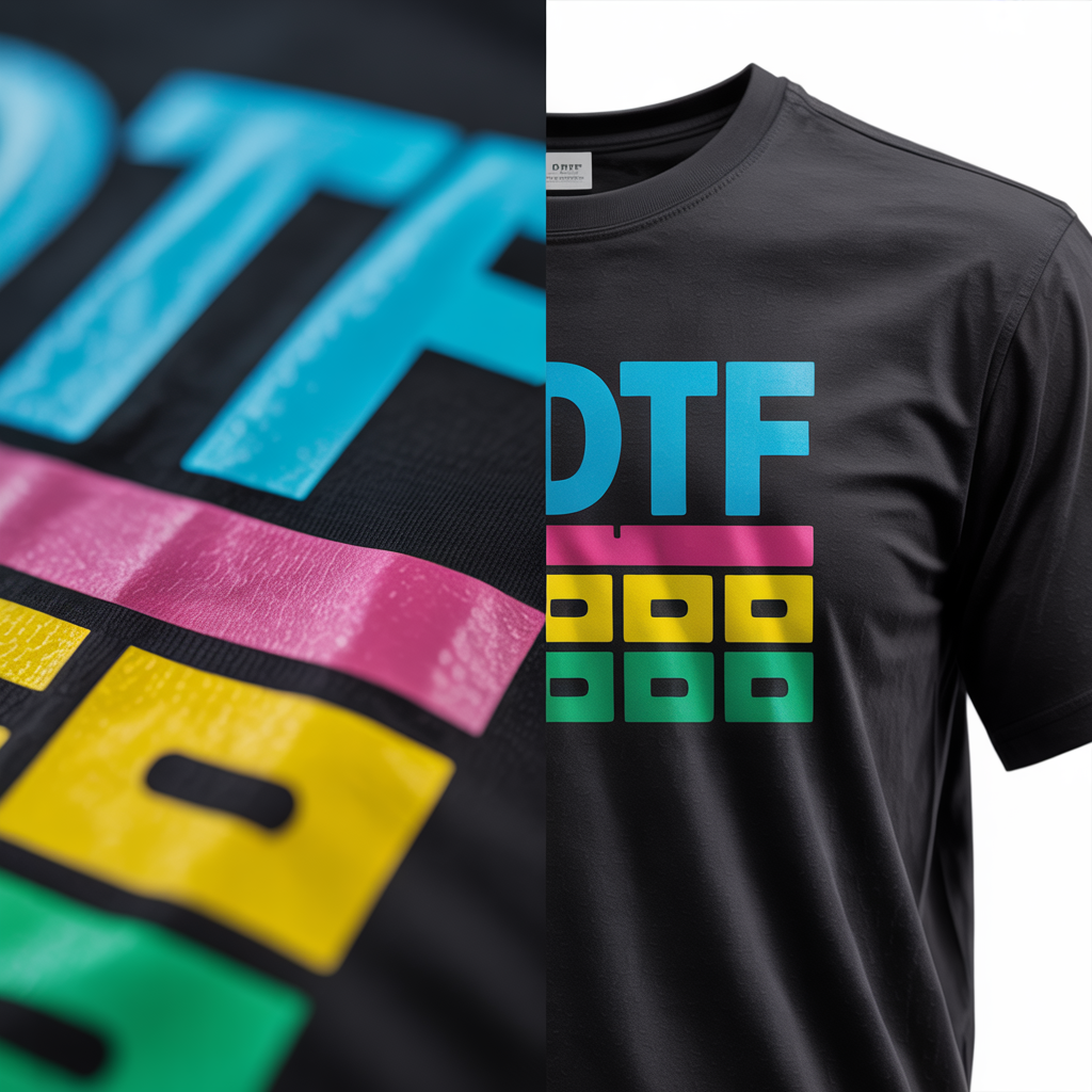 DTF print quality comparison showing vibrant colors