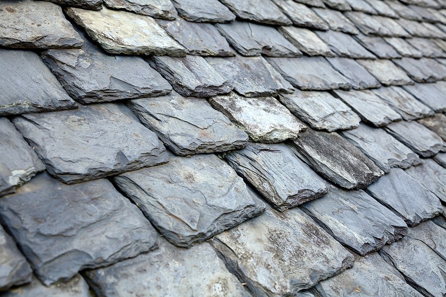 Slate roof repair work