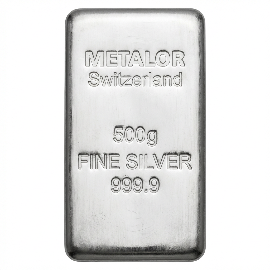 Metalor 500 Gram Silver Bar