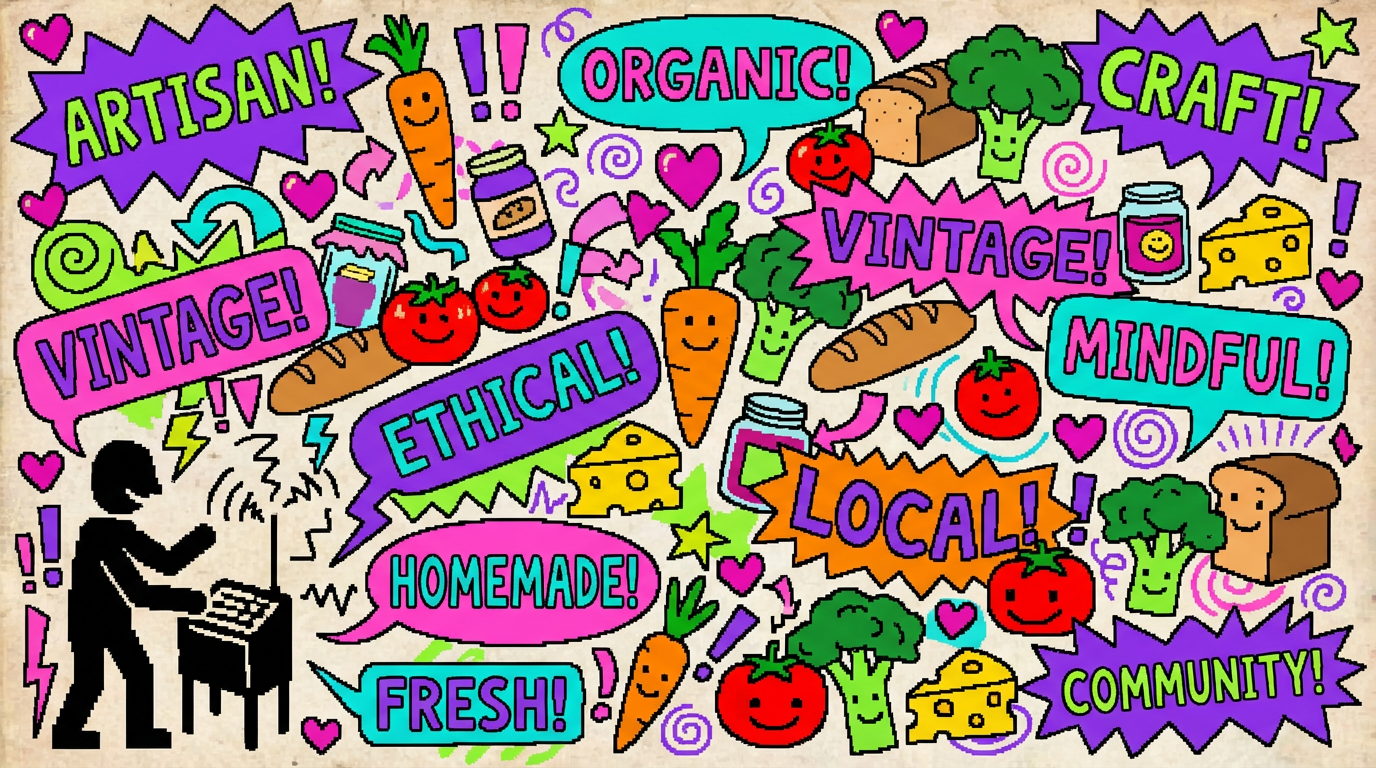 The visual assault that is Wokesworth Farmers Market branding