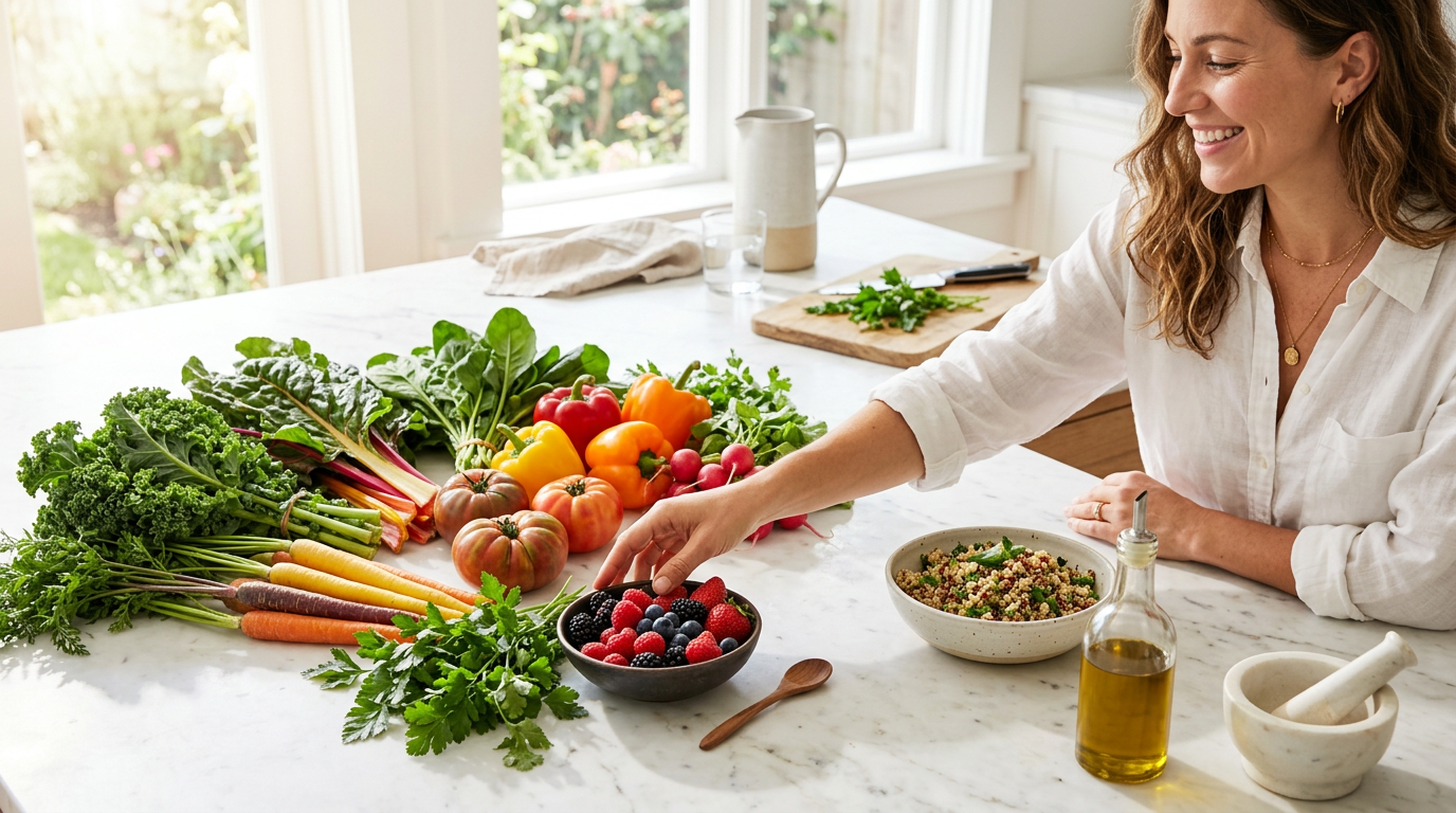 Fresh whole foods, herbs and natural wellness ingredients
