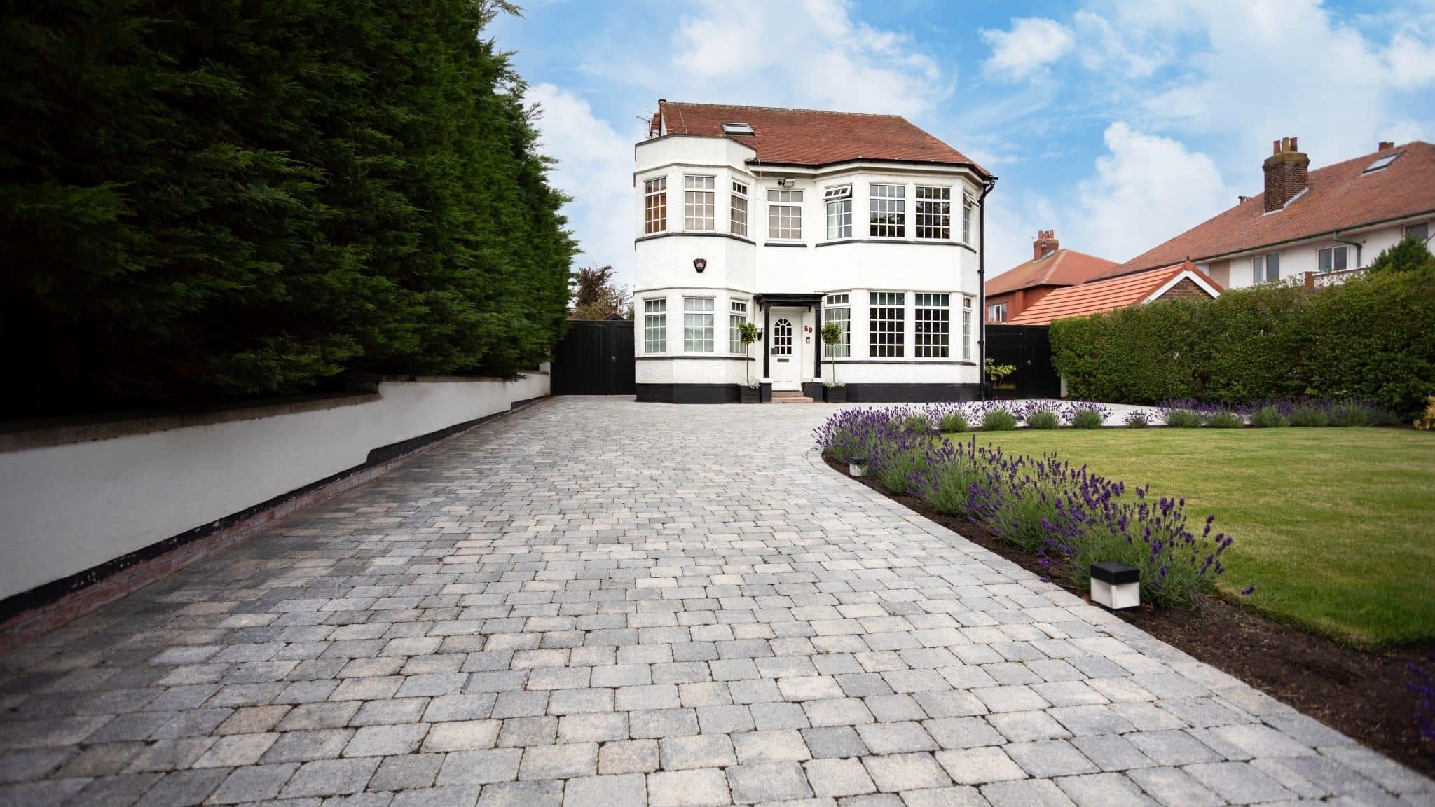 Block paving driveway on UK residential property