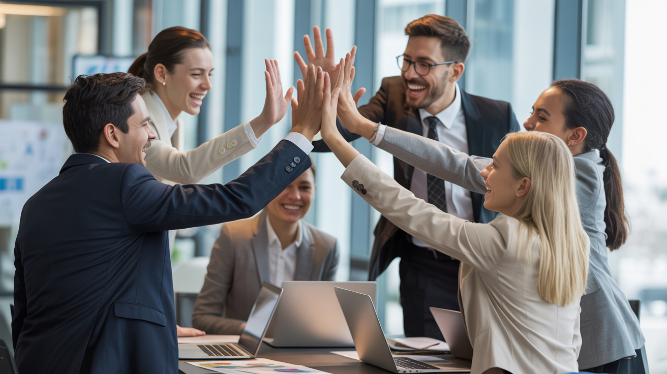 Business team celebrating success