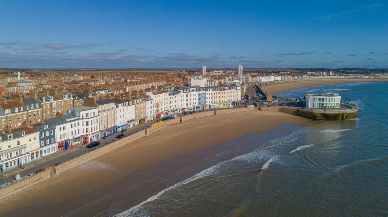 Aerial view of Margate, Kent coastline