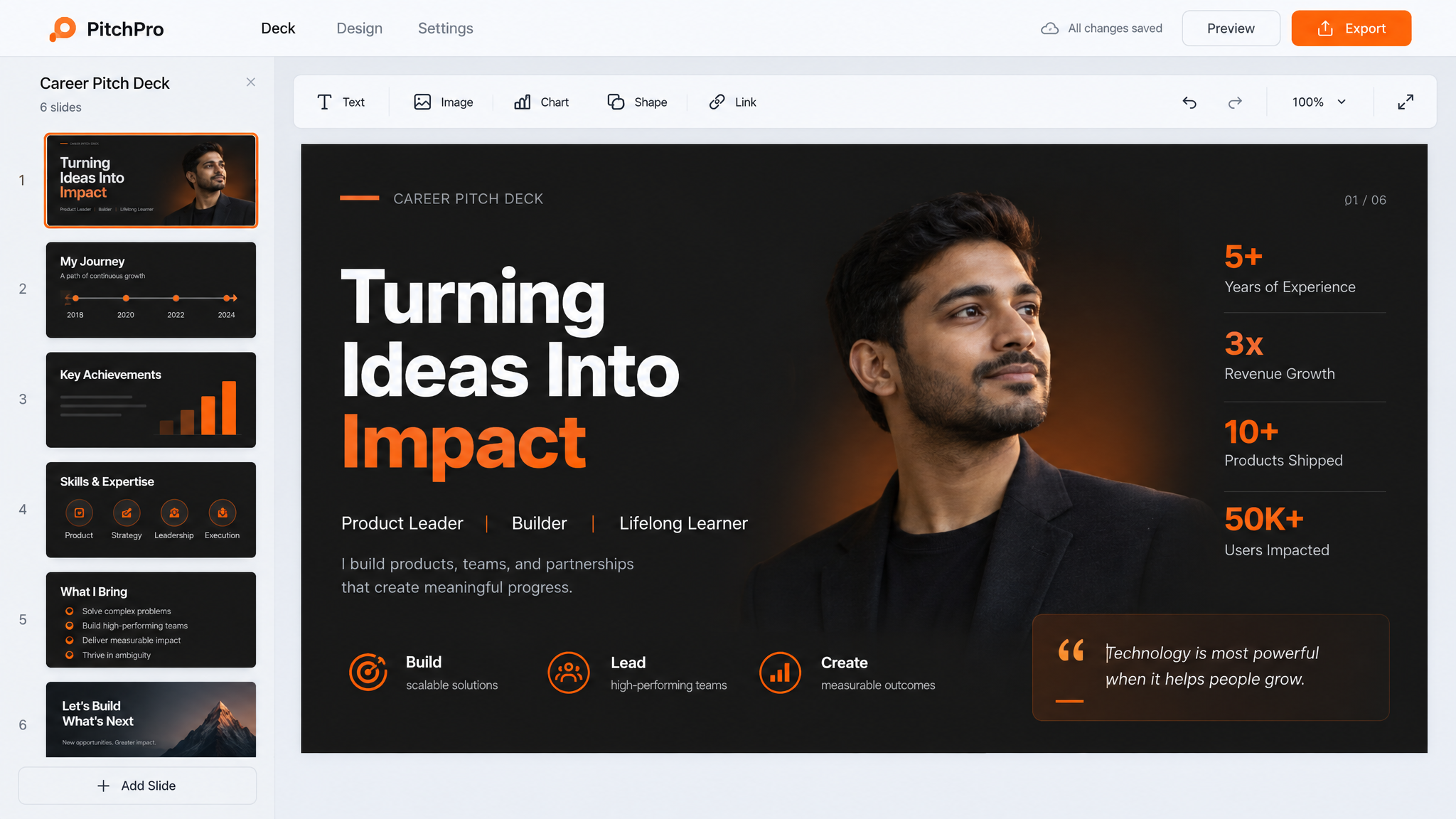 Resume → Pitch Deck