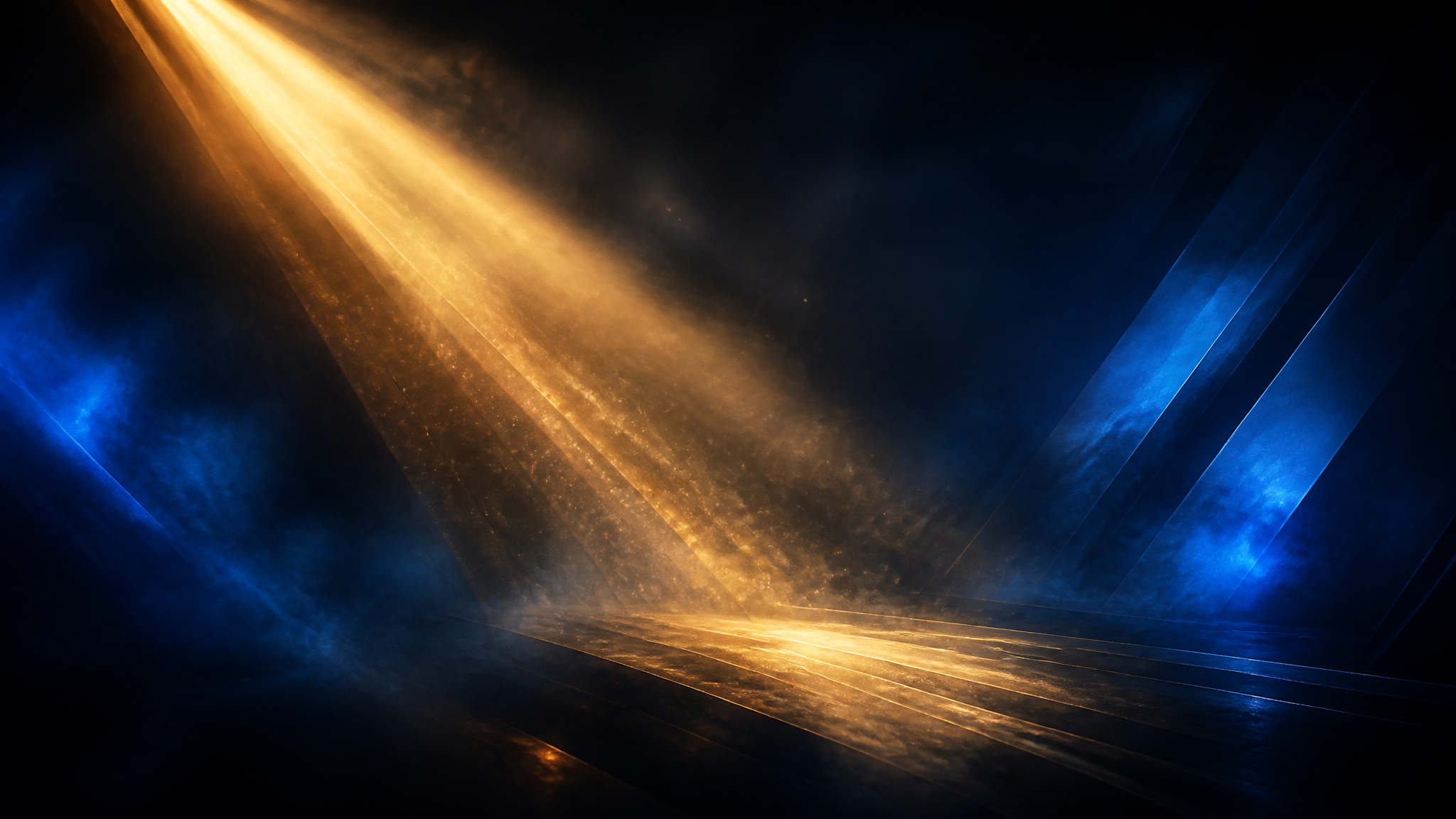 Dramatic dark stage lighting evoking a persuasive presentation