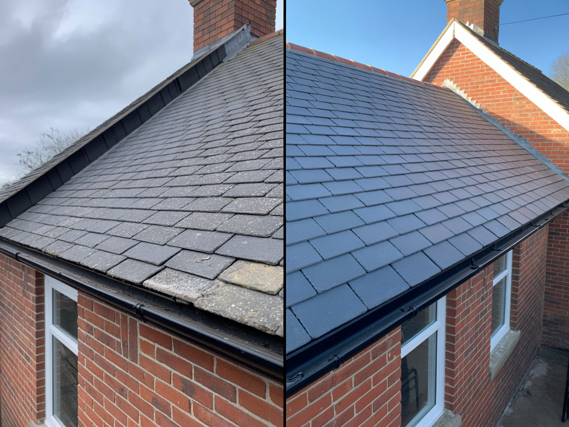 Before and after roof renovation in Kent
