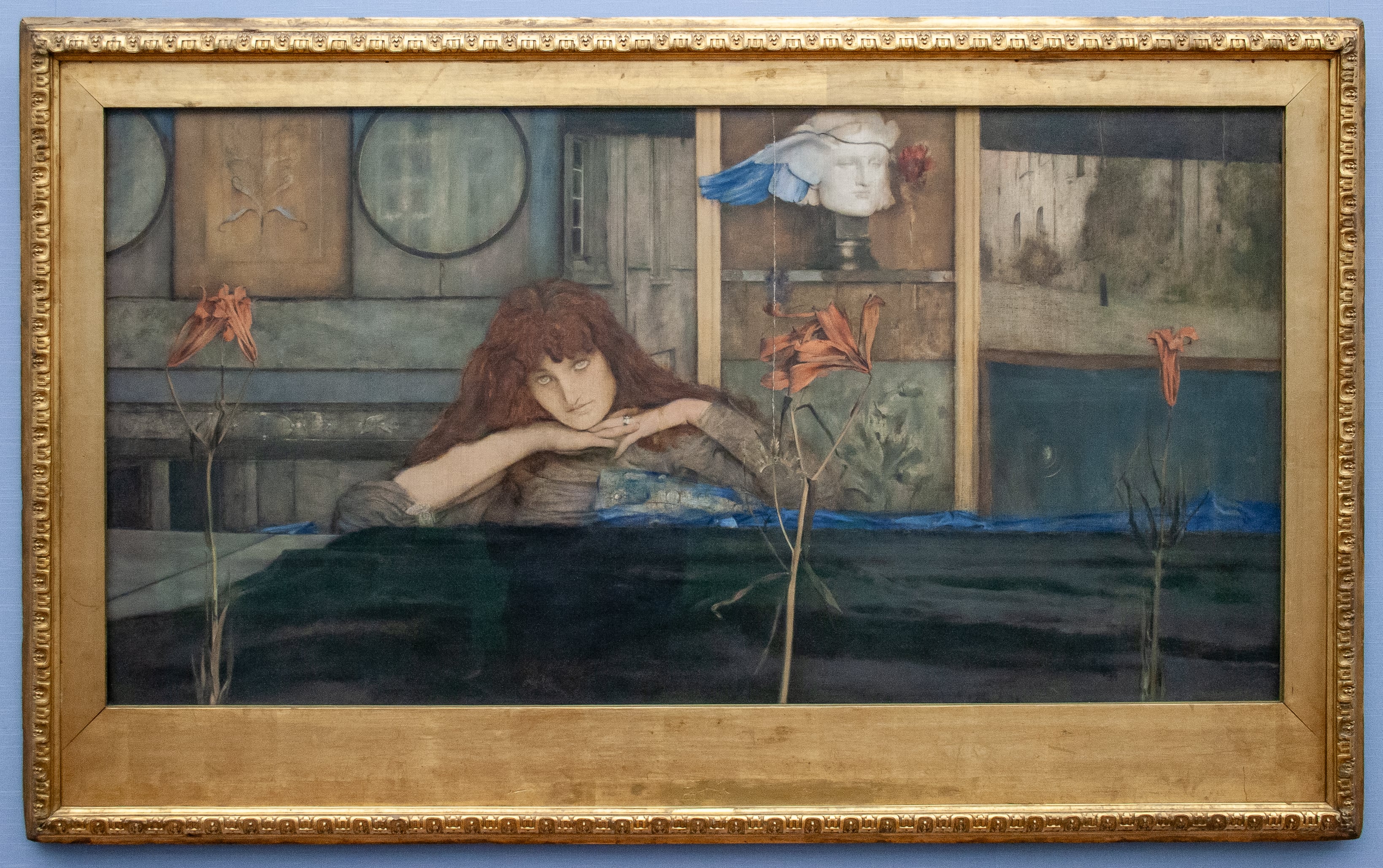 Fernand Khnopff, I Lock My Door Upon Myself, 1891: a pensive woman in a dim, symbol-laden interior