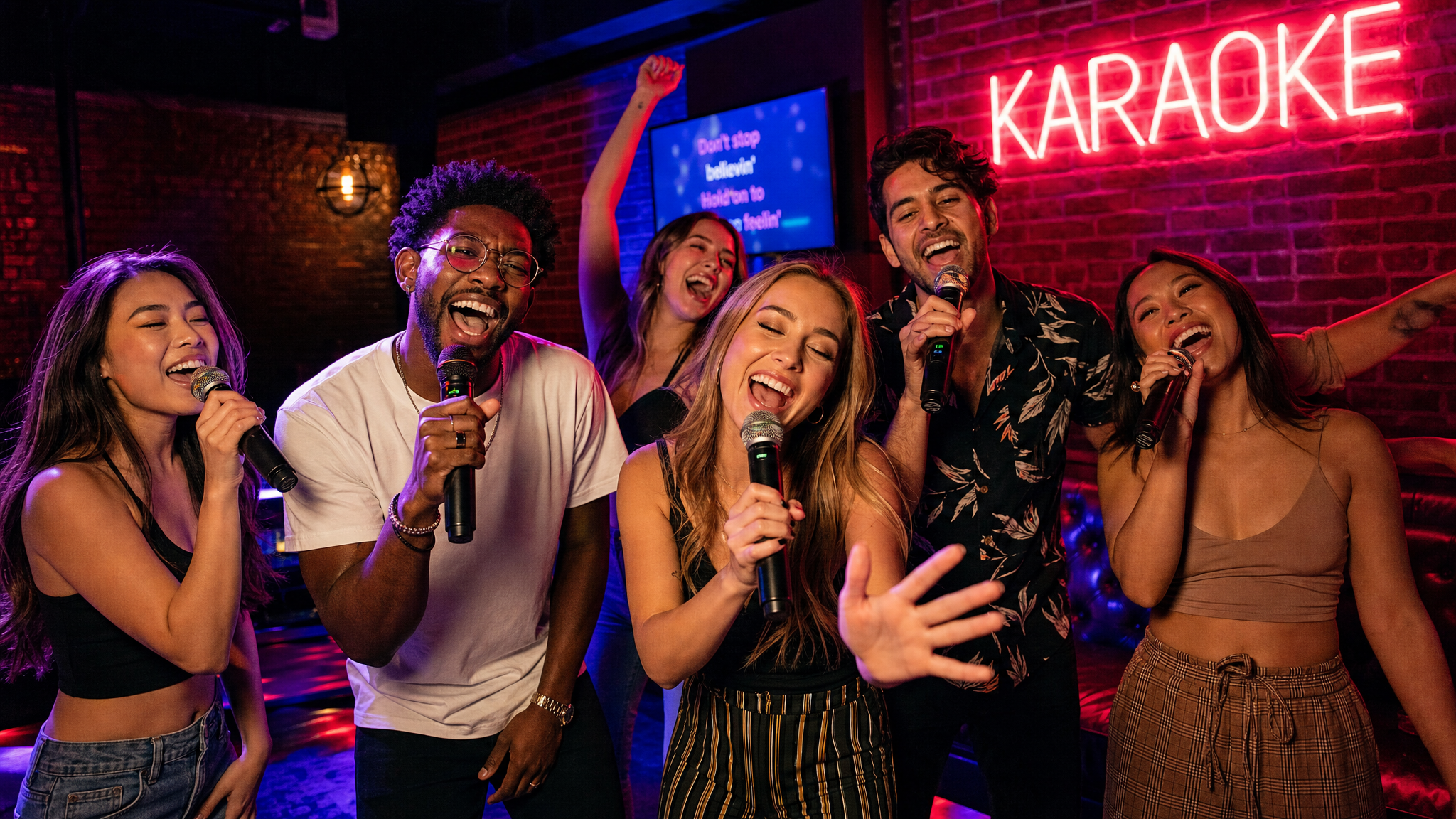 Karaoke Party mit Freunden feiern und singen