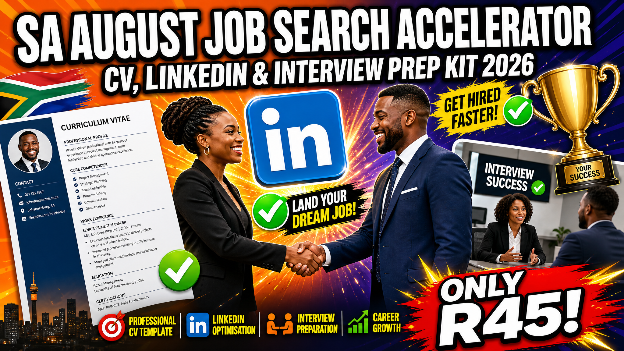 SA August Job Search Accelerator: CV, LinkedIn & Interview Prep Kit 2026