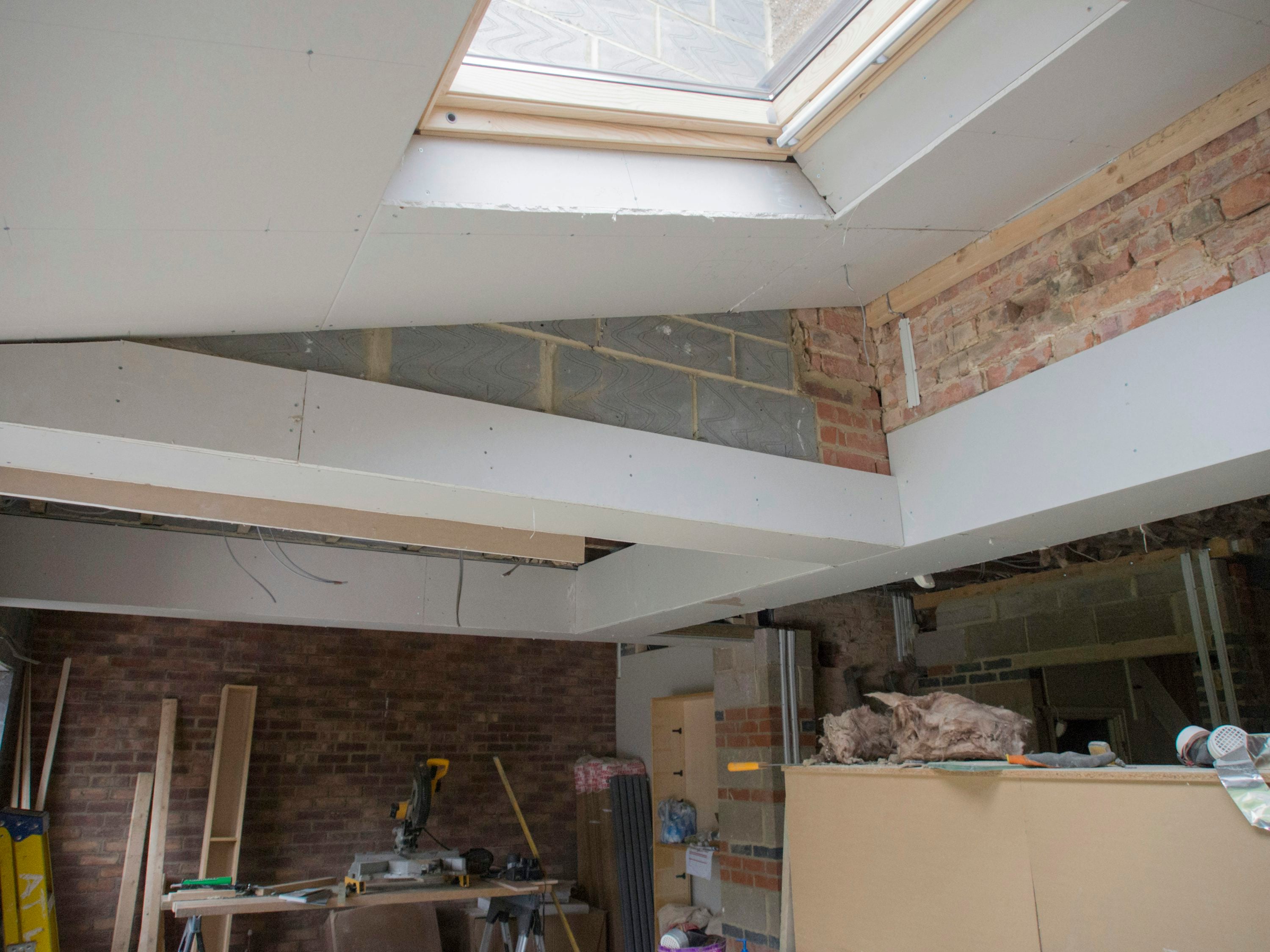 Bright room lit by a skylight