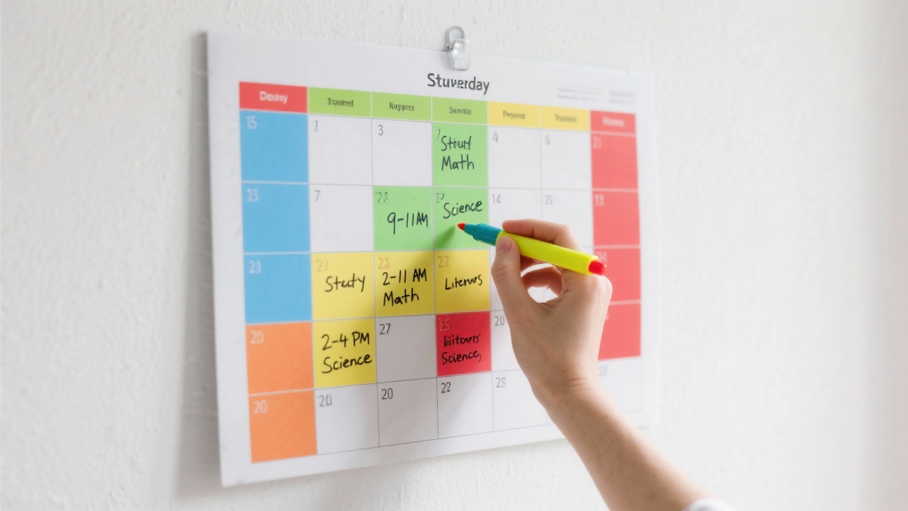 Calendario de estudios colorido