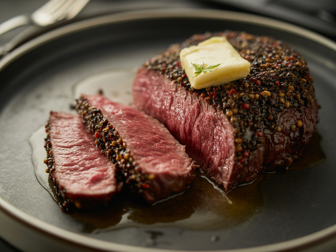 Peppercorn Steak with Cannabis Compound Butter