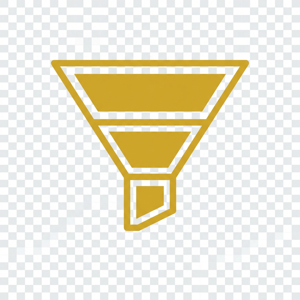 Ícone de funil dourado