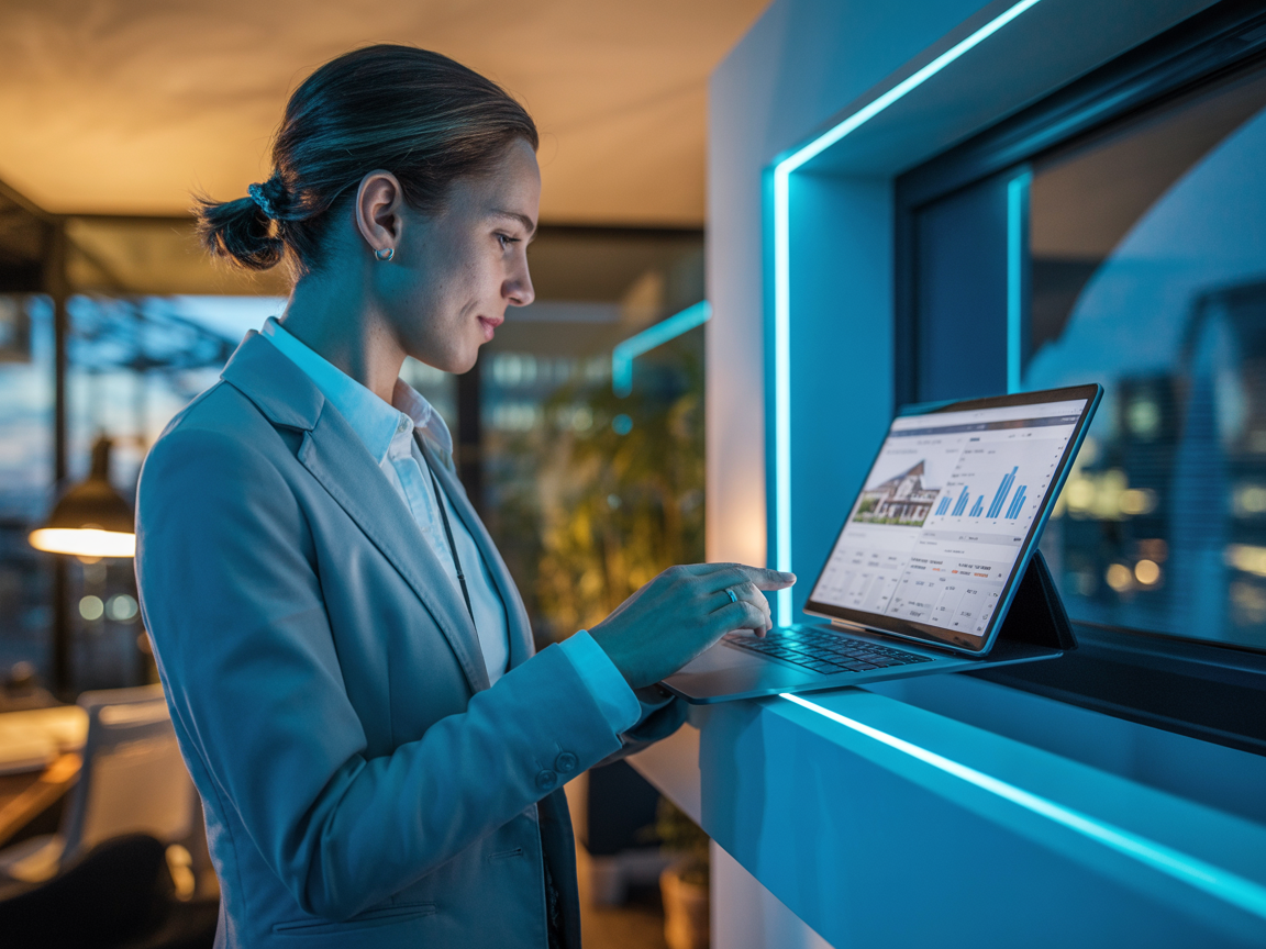Professional real estate agent with technology