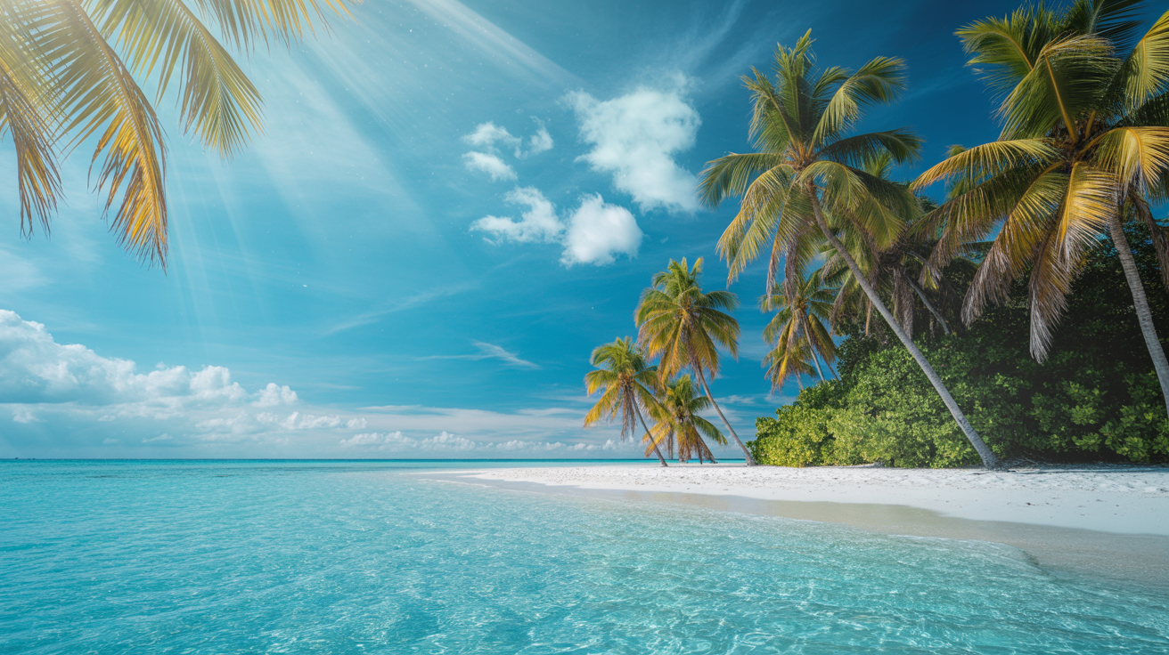 Destino de viagem paradisíaco com praia tropical