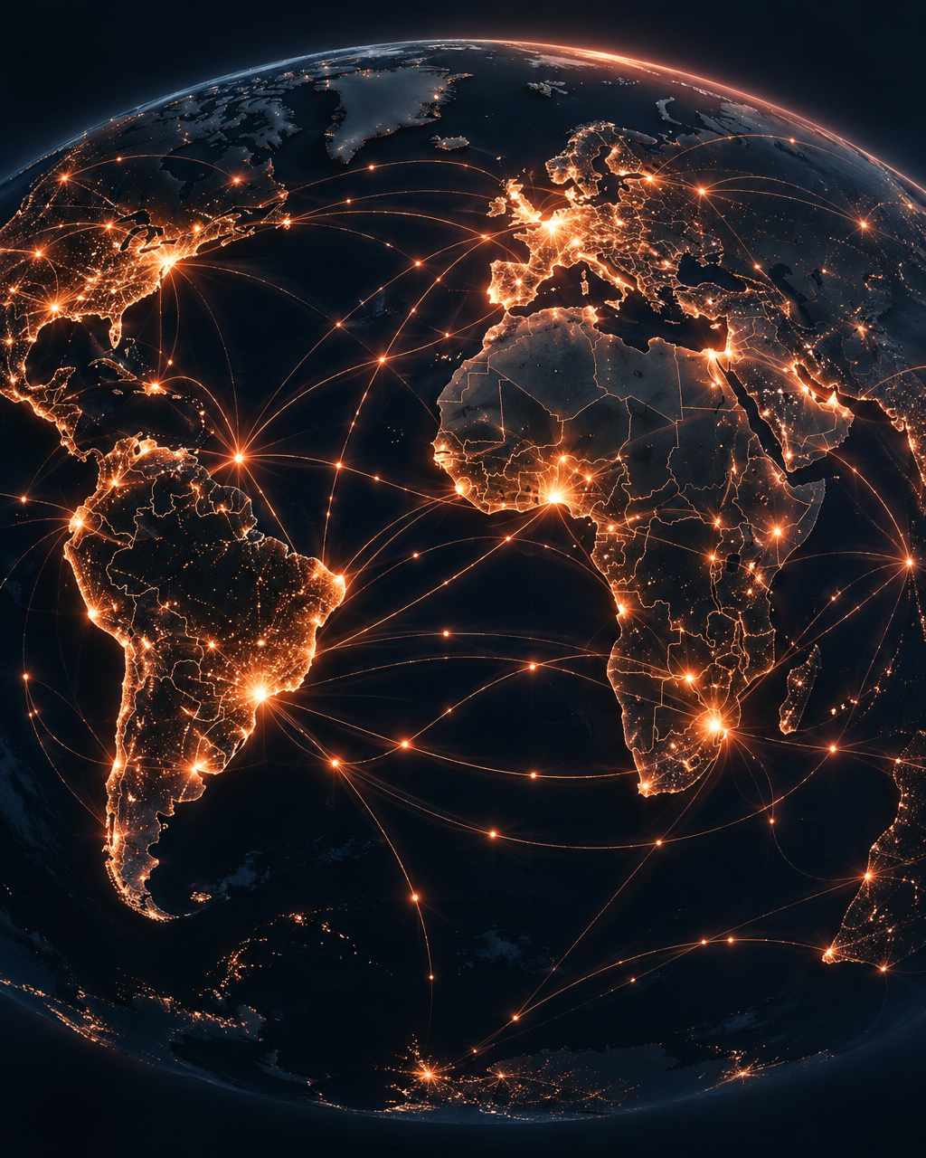 Glowing global network map connecting iGaming marketing channels across continents