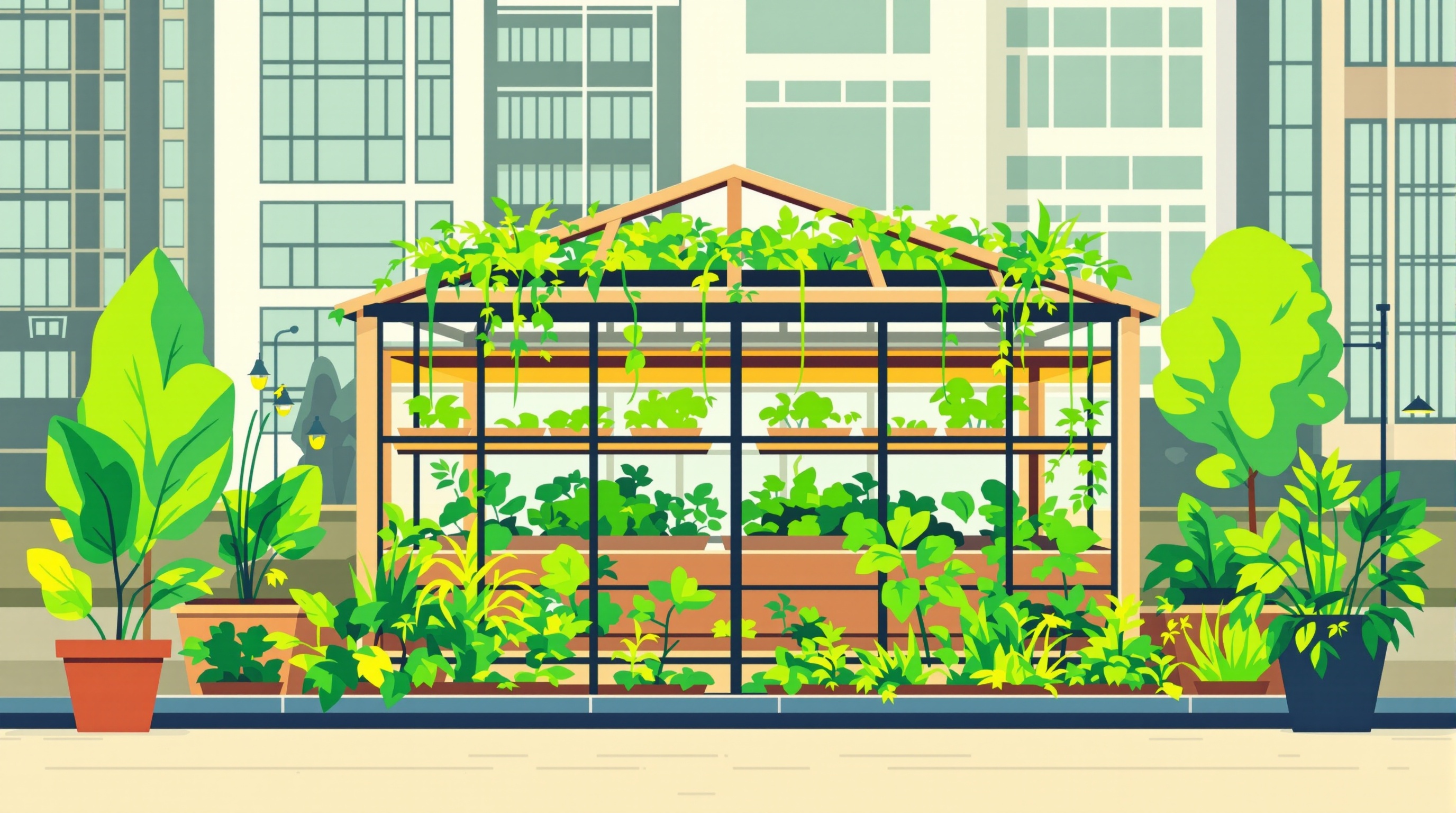 Urban farming greenhouse illustration