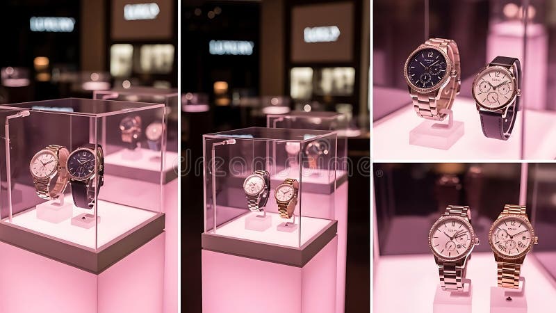 Elegante Luxusuhren-Präsentation in einer hochwertigen Vitrine