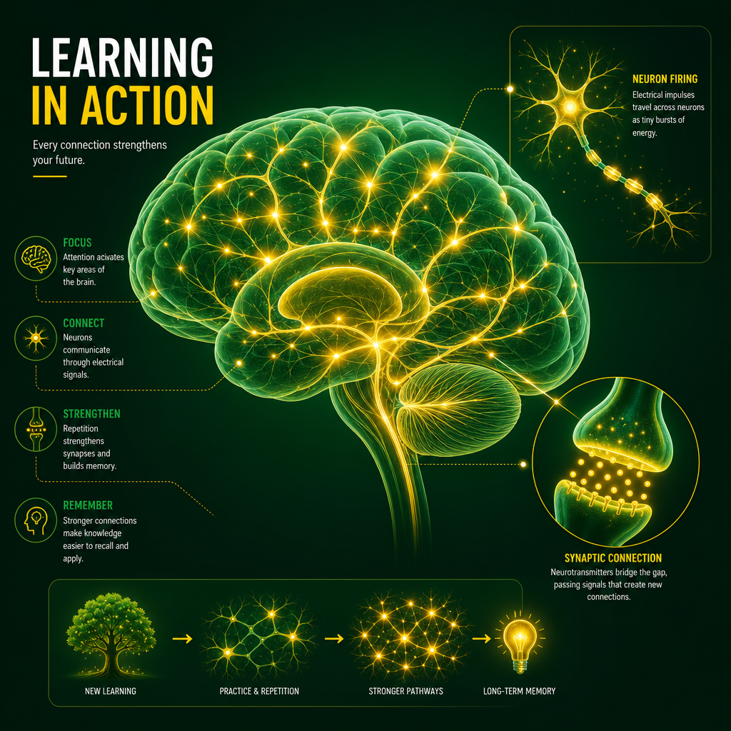 Brain illustration with neural connections representing science-based learning