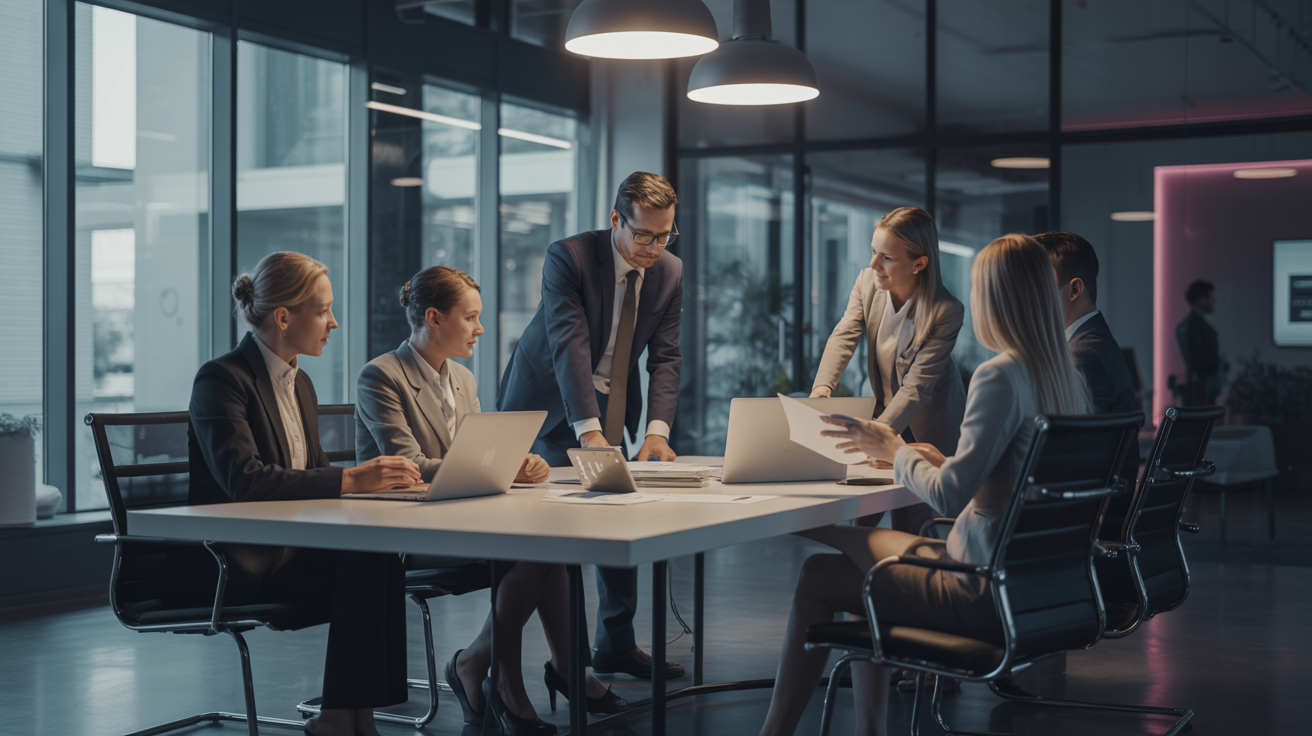 Professional team collaborating