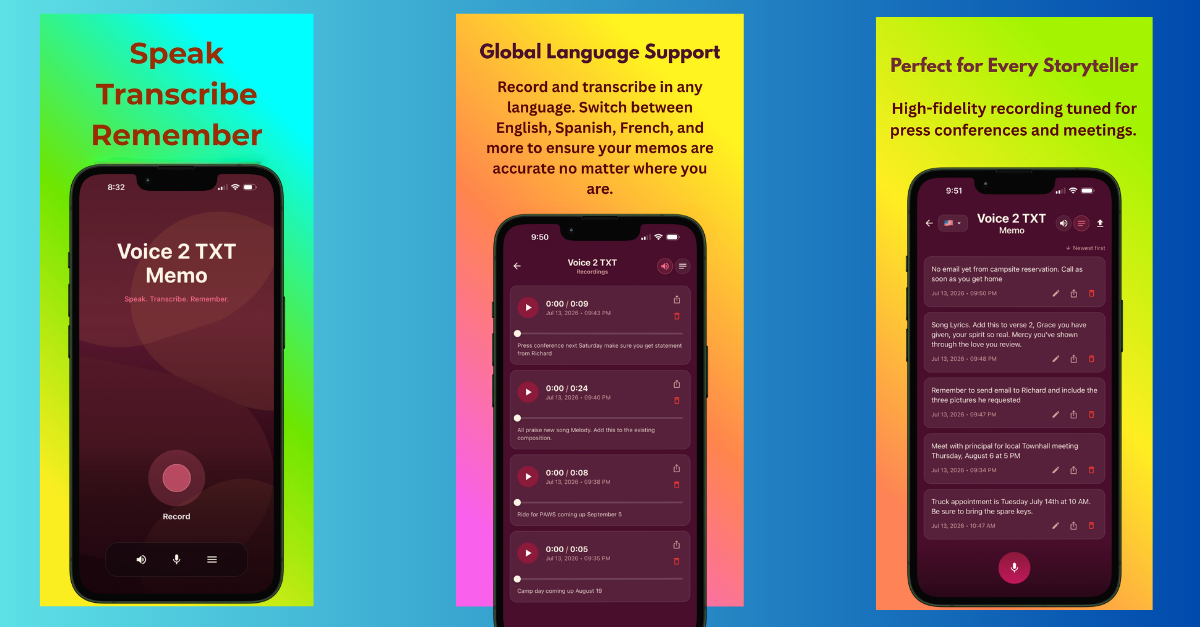 Voice 2 TXT Memo features