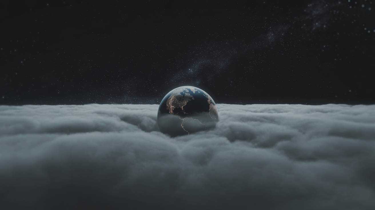 Earth obscured by thick clouds, seen from deep space