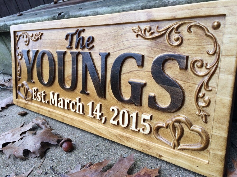Engraved wooden plaque with custom text
