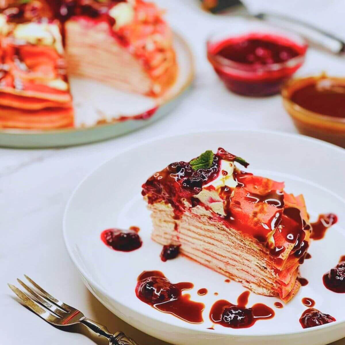 Beautiful layered crepe cake