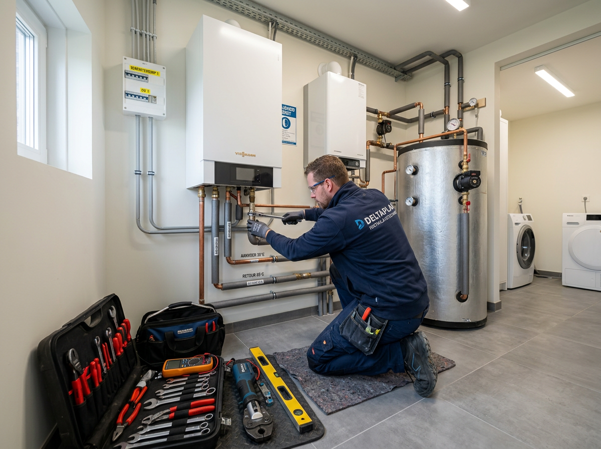 CV & Warmtepomp installateur aan het werk