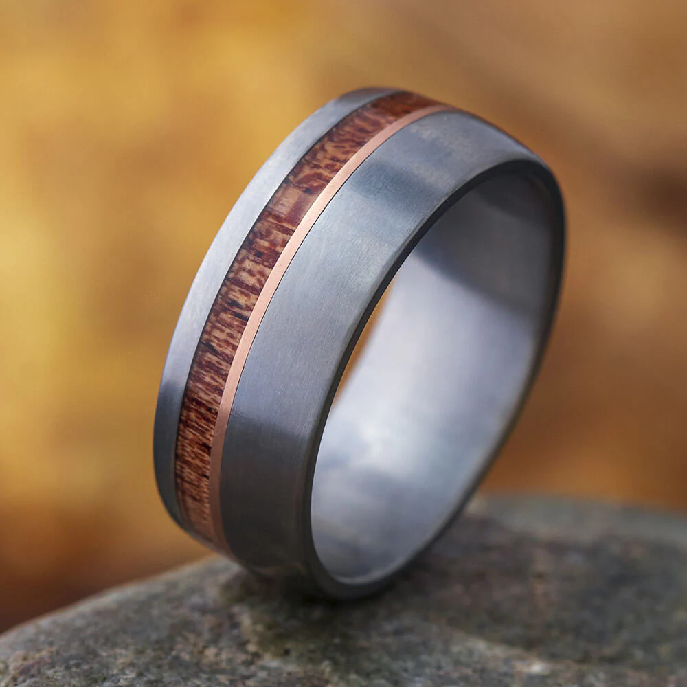 Titanium ring material showing its distinctive appearance and finish