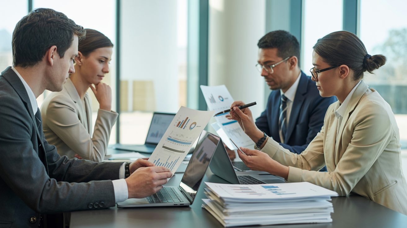 Professional tender management consultants collaborating on strategic planning and proposal development